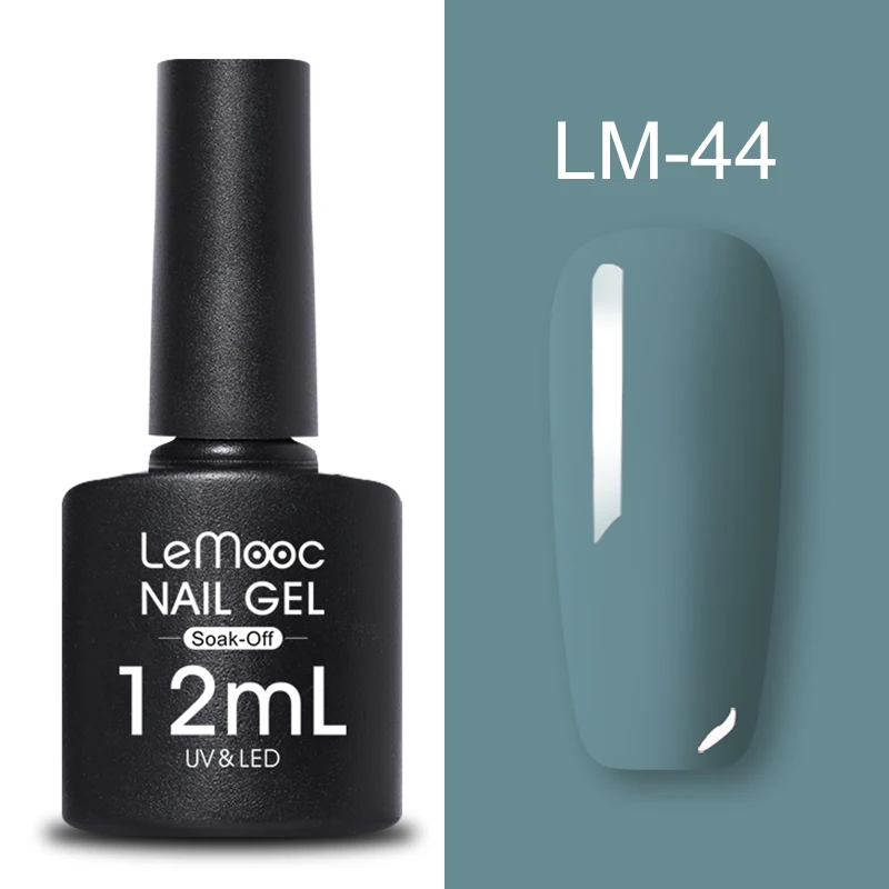 LM-44 LEMOOC, 12 мл, Гель-лак для ногтей, гибридный лак, все для маникюра, блеск для ногтей, верхнее Базовое покрытие, UV Vernis, Полупостоянный лак для ногтей - Цвет: LM-44