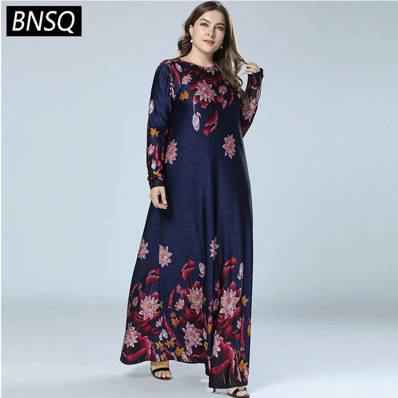 BNSQ Весна 2019 винтажные жаккардовые качели Макси платья с длинным рукавом o