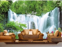 flowing water and wealth waterfall beautiful view 3d tv background wall window mural wallpaper