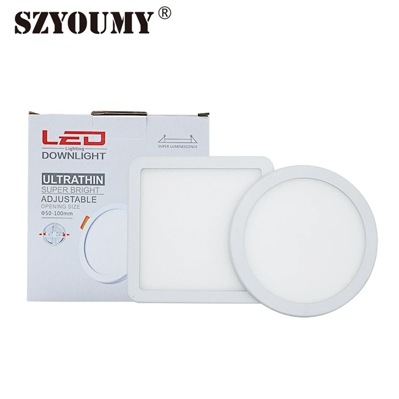 SZYOUMY Ultra Thin 220V LED Panel Light 6W 8W Ceiling Lamp Circle Square With Build-In Driver White Color DHL  Free Shipping