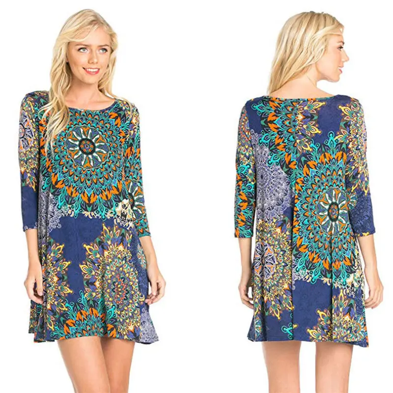 2018 женское летнее Бохо короткое платье свободные вечерние платья плюс размер