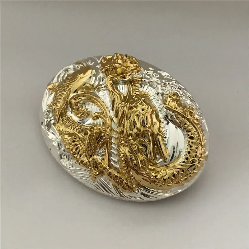Retail 2021 New Style High Quality Oval 3D Gold Fish Dragon Solid Brass Belt Buckle For Men Women Fit 4cm Wide | Дом и сад