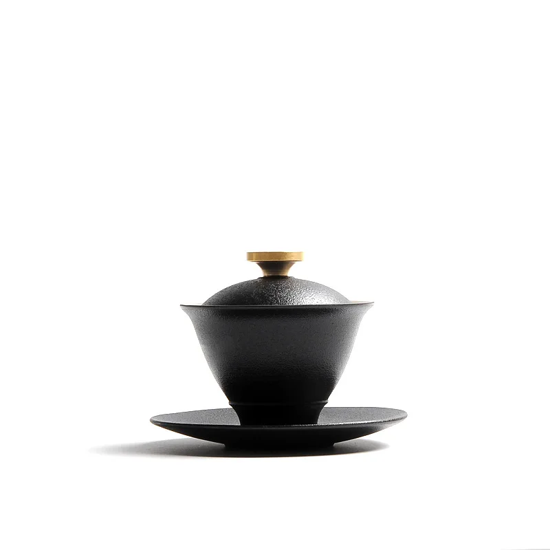 Набор черных керамических чашек Gaiwan в античном стиле набор чайных Tureen Ceremony для