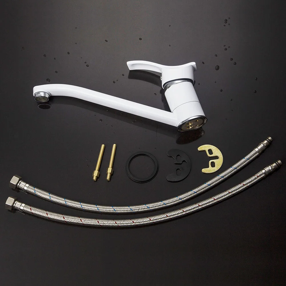 KEMAIDI длинный короткий смеситель с одной ручкой белым рисунком горячей и холодной