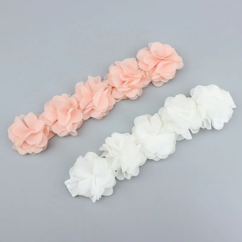 

Baby Headband Flowers Girls Pink Ribbon Hair Bands Handmade Headwear Hair Elastic Tiara For Girl Newborn Babies Hair Accessories