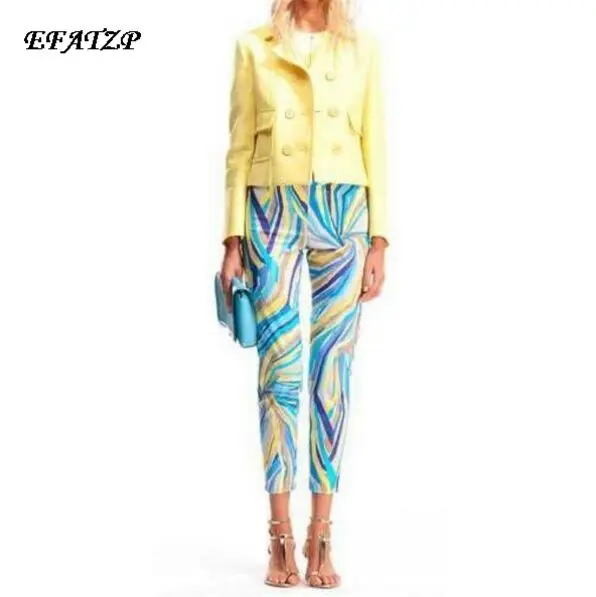 Лето 2015 высокое качество подиумный дизайнерский синий топ с геометрическим