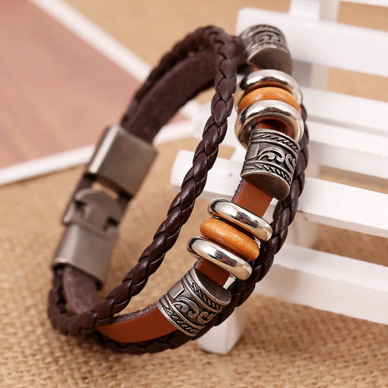 2017 Charms Europe and the United States Weaving Punk Bracelet Leather #C972 | Украшения и аксессуары