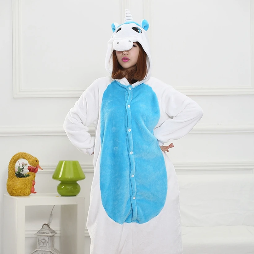 Семейный костюм для косплея на Хэллоуин голубая Пижама с животными единорогом