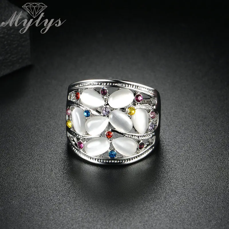 Модное серебряное кольцо Mytys с опалом для женщин маленькие цветные яркие