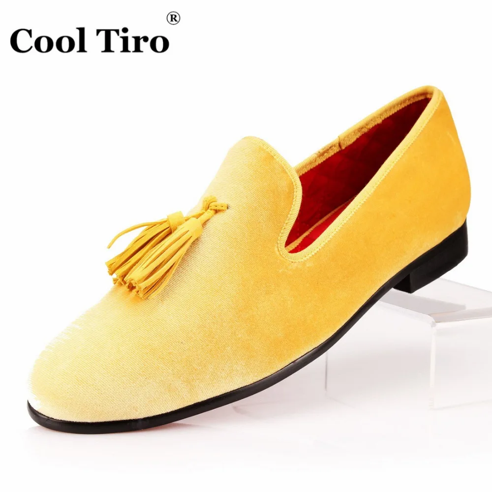 COOL TIRO/Роскошные модные мужские бархатные лоферы с желтыми кисточками Мужские