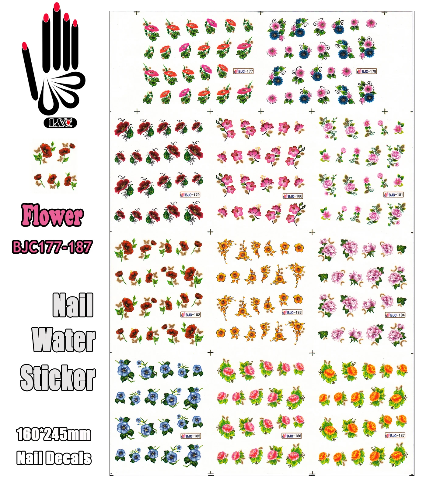 

11 листов/партия, блестящие Водные Наклейки для ногтей