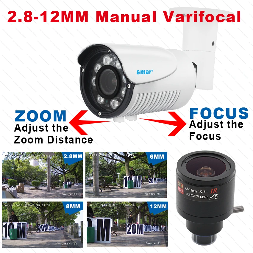 Умная уличная камера видеонаблюдения Smar HD 1080P AHD 2 8 12 мм 4 кратный зум ручной AHDH