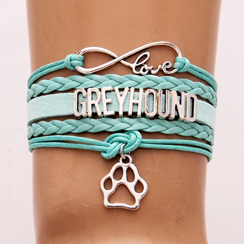 Браслет Infinity Love Greyhound подвеска собачья лапа Кожаные плетеные украшения для
