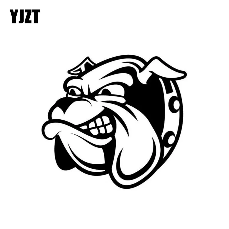 

YJZT 14,6 см * 13,6 см Виниловая наклейка с изображением бульдога и злого лица, черная/Серебряная Фотография