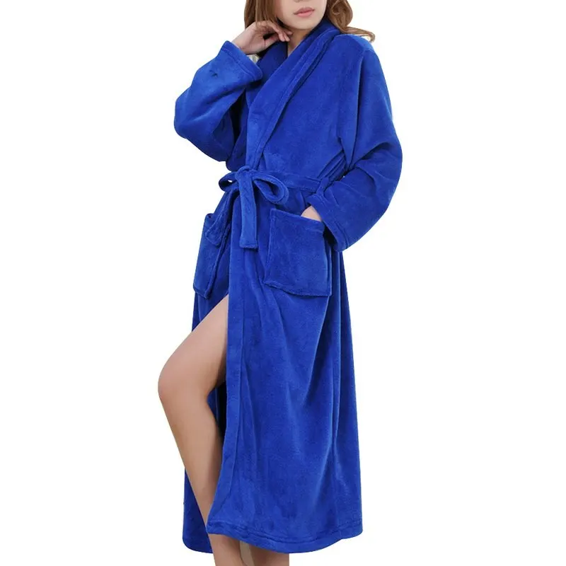 Blue Новинка, одежда для влюбленных, мужской, женский, теплый, супер мягкий, фланелевый, коралловый флис, длинный банный халат, мужское кимоно, халат, халаты - Цвет: Blue