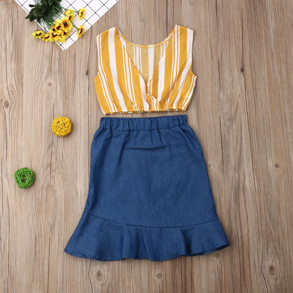Детская летняя одежда для маленьких девочек без рукавов рубашки в полоску топы