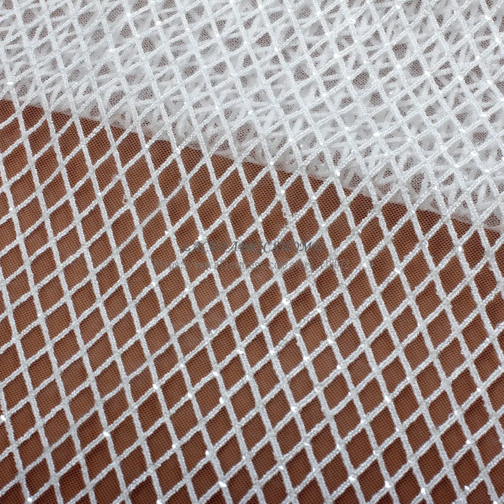 La Belleza Тяжелая вышитые ясно блёстки на off white Чистая Свадебное платье/вечернее платье/ткань подкладки для одежды 51 ''ширина