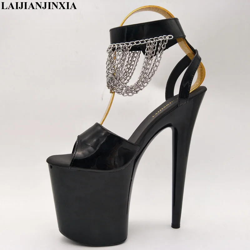 

LAIJIANJINXIA NEW Fashion Women Sandals Sexy Peep Toe Buckle Trap Strap 20 CM Thin High Heel Shoes Wedding Shoes Black Red White