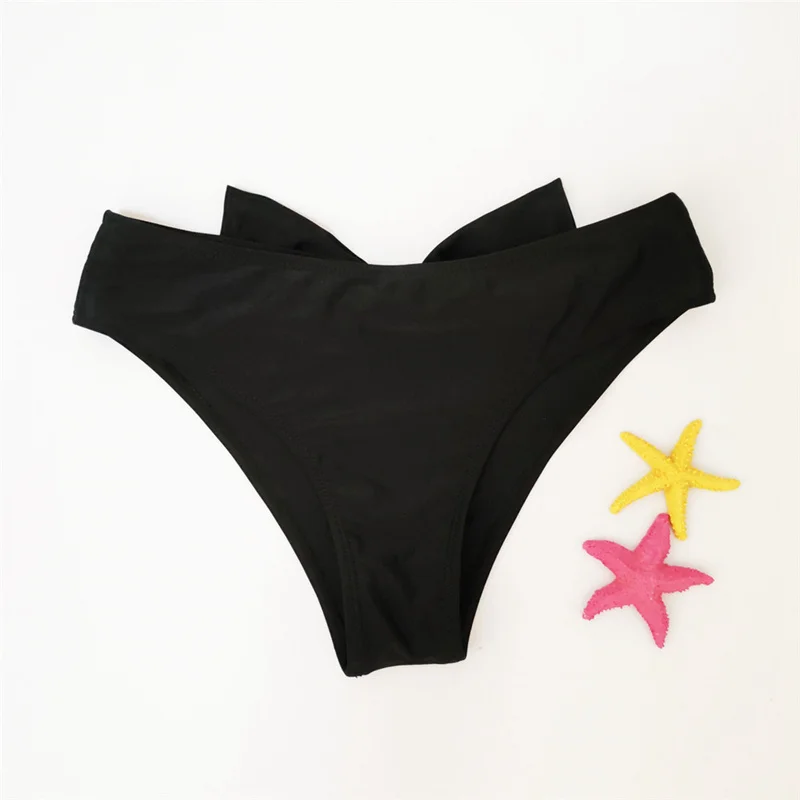 2019 черный бразильские бикини Тонг из двух частей отделяет дно плавать трусы лук