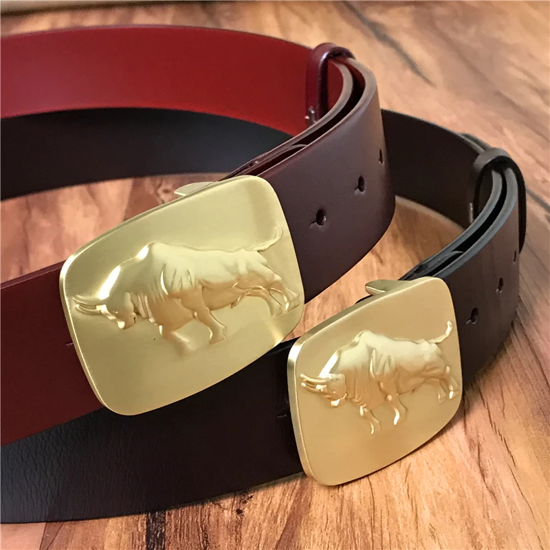 Латунный ремень с пряжкой Роскошный кожаный ремень для мужчин Ceinture Homme ковбойский джинсовый ремень поясной ремень Cinturon Hombre мужской ремень MBT0377