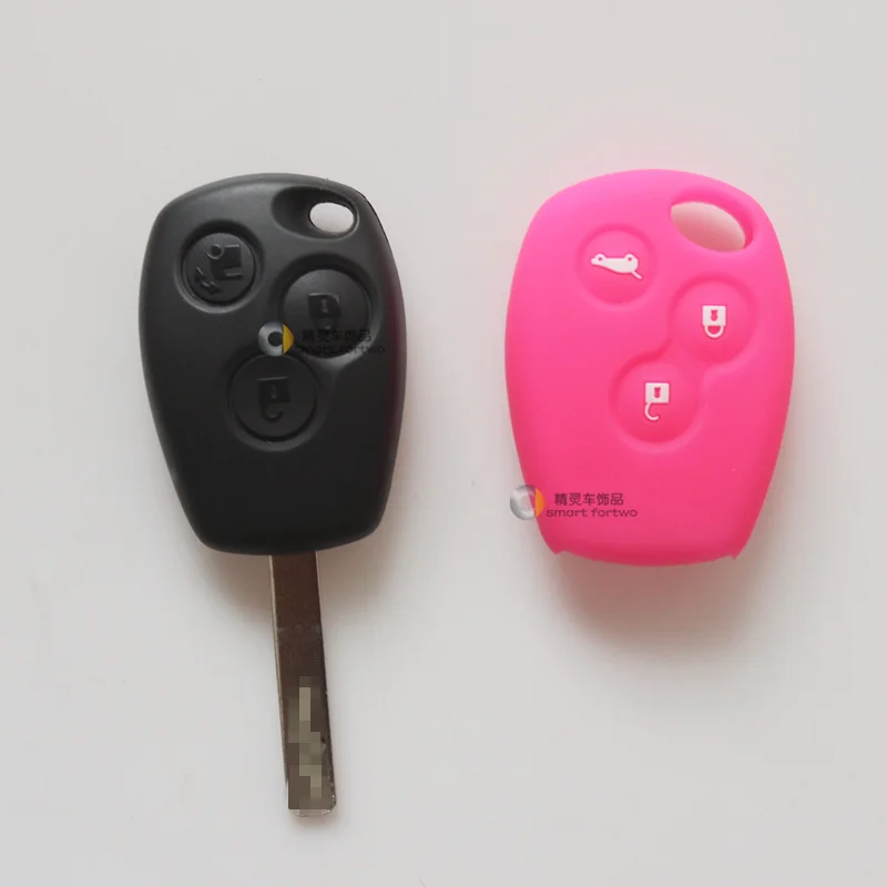 Pink key bag Smart Fortwo Forfour 453 Цветной силиконовый чехол для ключей, автомобильные аксессуары для дистанционного управления, брелок с сигнализацией, прямое кольцо для ключей с логотипом - Название цвета: Pink key bag
