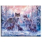Сделай Сам, рукоделие, наборы, полная вышивка, домашний декор, 40x50 см, семья счастливого волка, животные и леса, белый холст, Dmc, вышивка крестиком