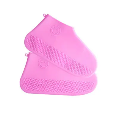 pink Shoe Cover Outdoor Children Adult Non-slip Waterproof Silicone Shoe Covers Thick Wear-resistant Rain Boots Reusable Easy Clean - Цвет: pink