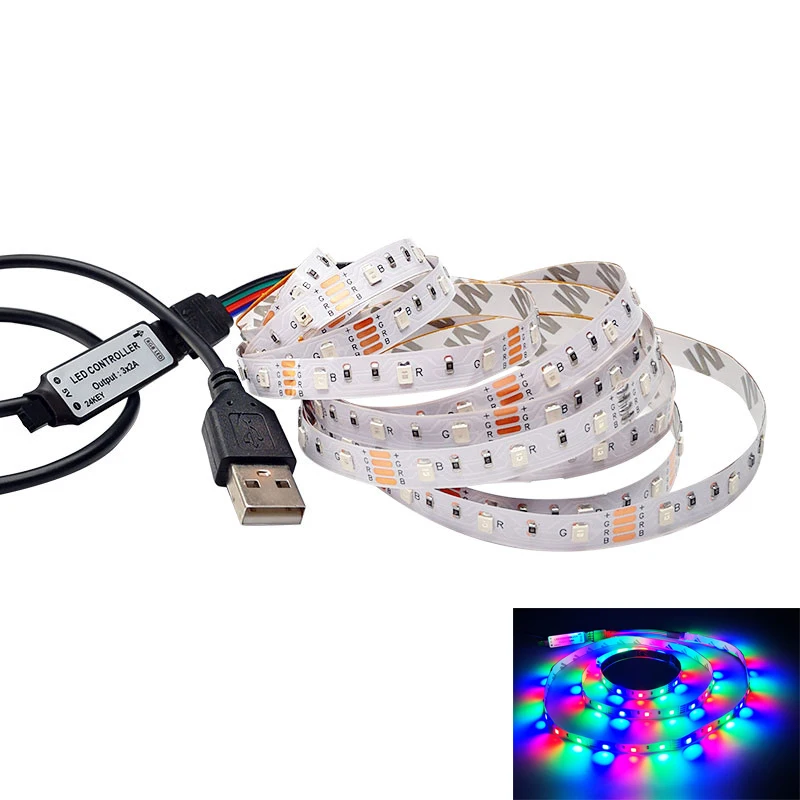 Цветная (RGB) Светодиодные ленты светильник 3528 SMD настольных ПК Экран тыловая