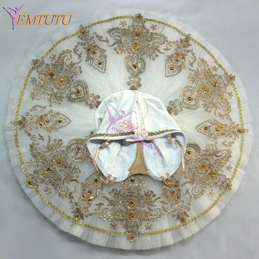 Женская Профессиональная балетная юбка-пачка белая Золотая корсажная юбка для
