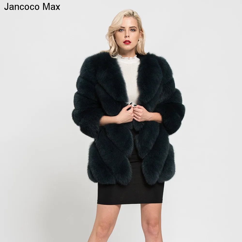 Jancoco Max Lady модное зимнее теплое длинное пальто из натурального Лисьего меха, женская верхняя одежда из натурального меха, Новое поступление S7152