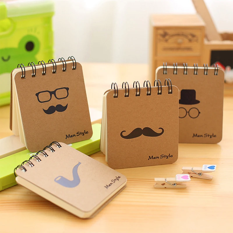 Блокнот школьные канцелярские принадлежности офисные милые черные усы и очки