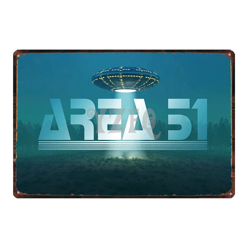 

Area 51 UfO Plaque Metal Vintage Tin Sign Wall Poster Bar kitchen Home Art Vintage Decor 30X20CM DU-2866