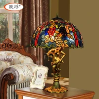 american style grapes tiffany color glass table lamp for living room bar dining room bedroom bedside table lamp