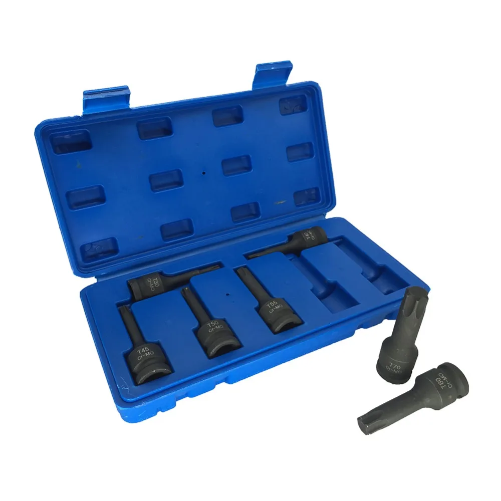 Mainpoint 1/2 &quotзвездных Torx ударная головка биты 7 шт. T30 T70 метрический шестигранный