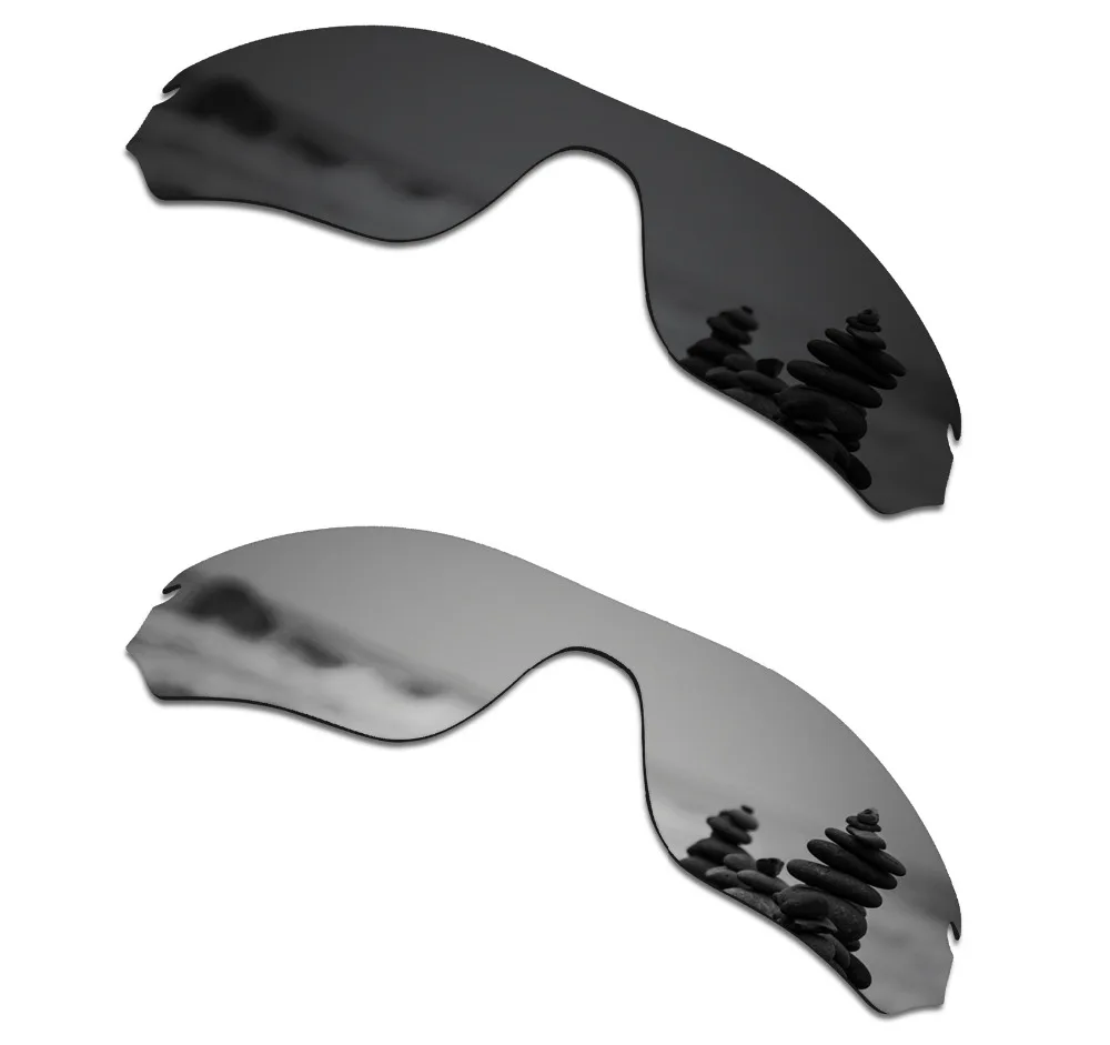 SmartVLT 2 Pieces Polarized Sunglasses Replacement Lenses for Oakley Radar Edge Stealth Black and Silver Titanium