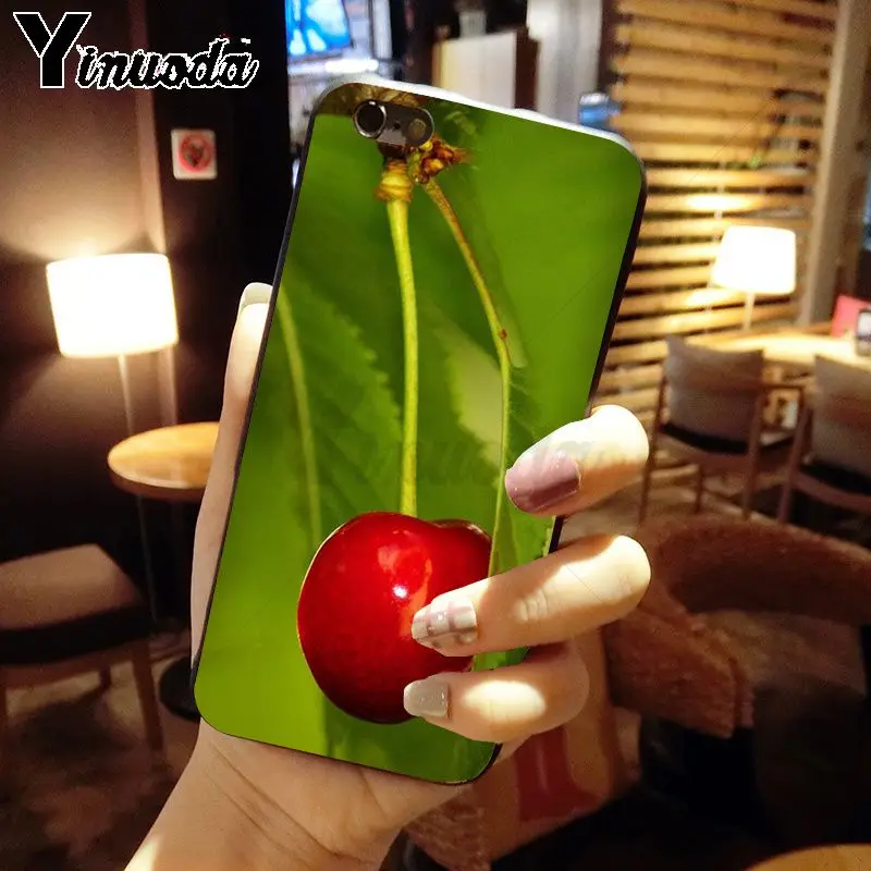 Yinuoda Черничный Вишневый Летний Фруктовый ТПУ черный чехол для телефона iphone X XS MAX 8