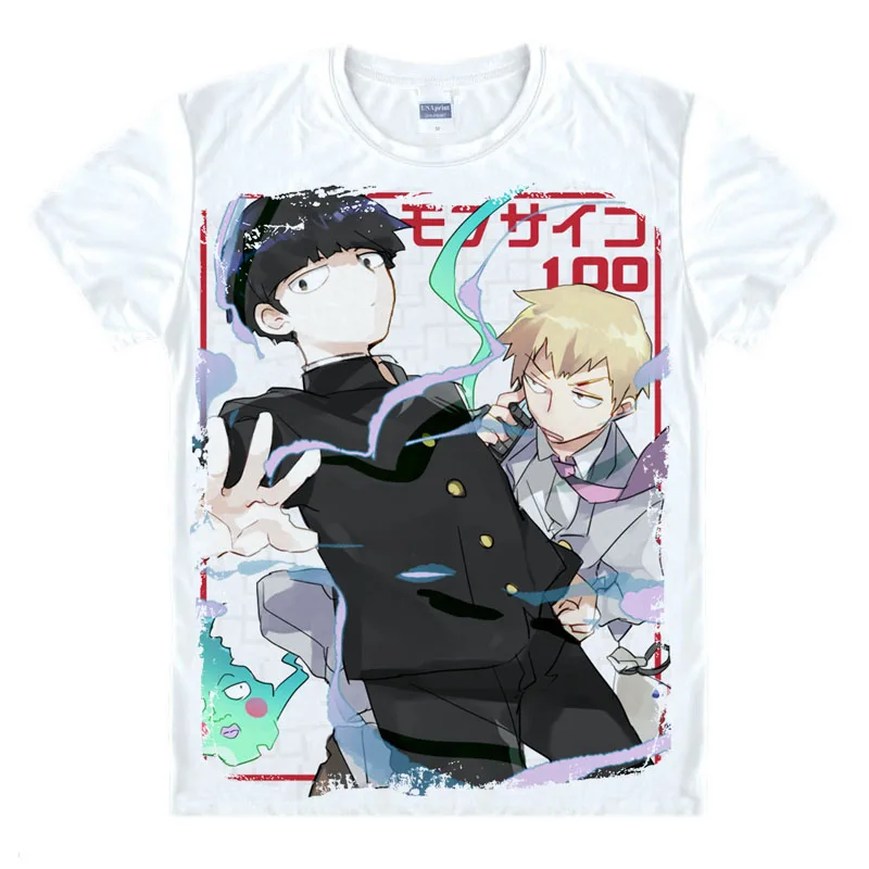 Футболка Mobu Saiko Hyaku Mob 100% хлопок с круглым вырезом летняя|tee top|tee teet-shirt anime |