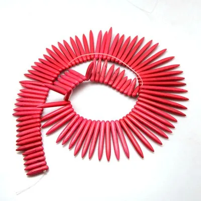 Red 20 шт 20~ 50 мм натуральный Howlite свободные каменные бусы ожерелье Висячие Подвески пряди формы Клыка окрашенные для самостоятельного изготовления ювелирных изделий - Цвет: Red