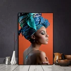 Африканская Обнаженная женщина, повязка на голову, портрет, скандинавский Картина на холсте, постеры и принты, скандинавский настенный арт, картина для гостиной