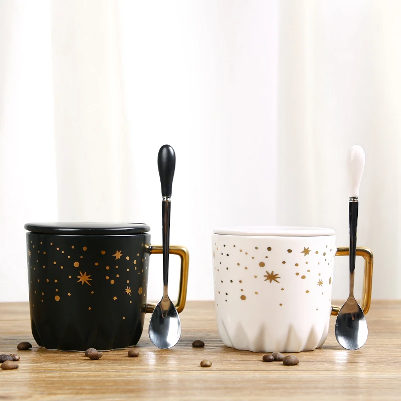 Romance Lovers Ceramic mug Creative Procelain cup Home Coffee Mug Water Cup Office gift tea Cups with spoon | Дом и сад