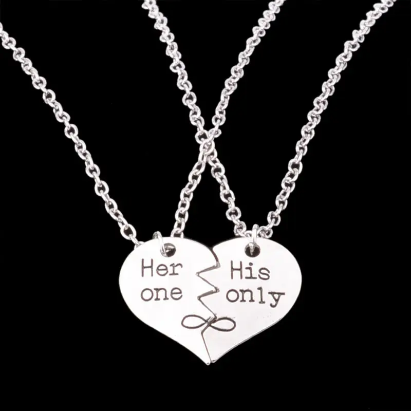 Ожерелье с подвеской в виде разбитого сердца из 2 предметов серебряным покрытием