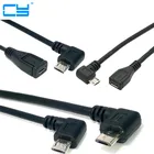 Удлинительный кабель Micro USB 2,0 5-контактный штекер-гнездо M-F, длинный штекер, 90 градусов, правый и левый угол