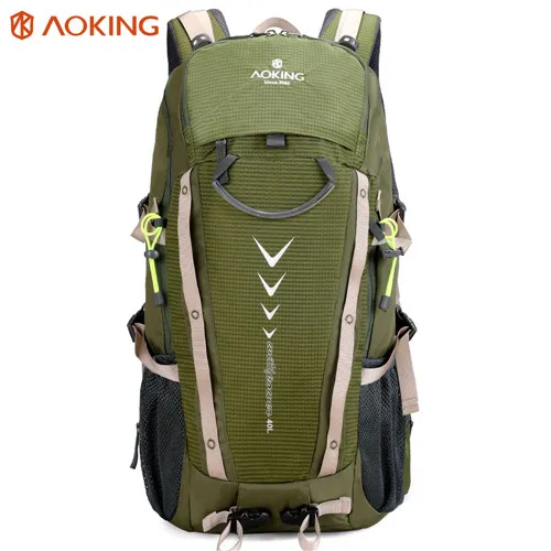 Aoking 40L большой дорожный рюкзак с отражателем и дождевиком, комфортный походный рюкзак для человека, рюкзак с регулируемой пряжкой - Цвет: Green