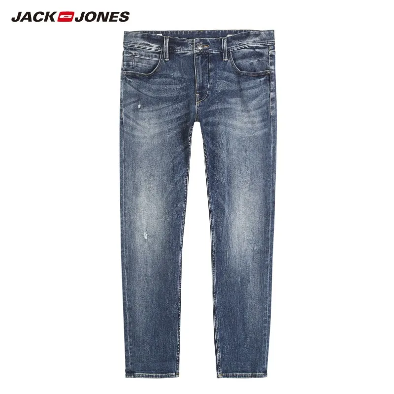 506-Distressed Blue JackJones мужские осенние Стрейчевые зауженные укороченные джинсы модные брюки мужская одежда 218332542 219232506 - Цвет: 506-Distressed Blue