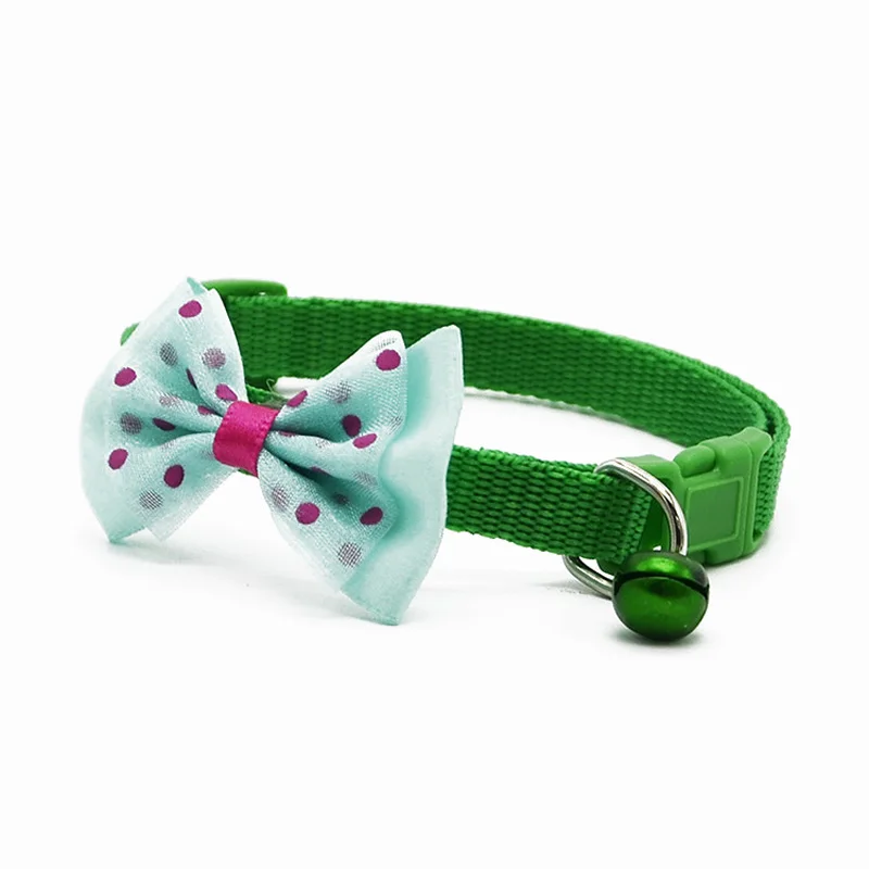 Adjustable Polyester Dog Collars Pet With Bowknot Bells Charm Necklace Collar For Little Dogs Cat Supplies | Дом и сад