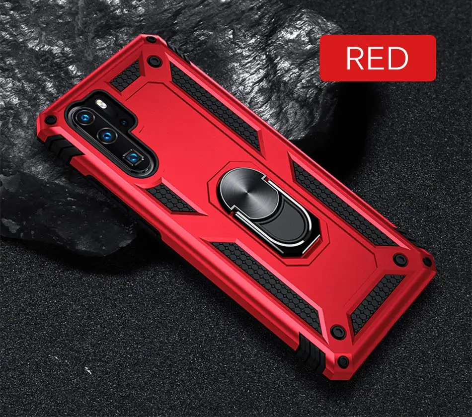 Роскошный армированный противоударный чехол для huawei P30 Pro P Smart, мягкий чехол-бампер для huawei Honor 10 P30 Lite, кольцевой чехол - Цвет: Red