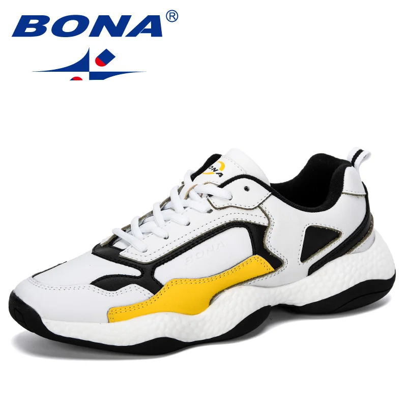 White black yellow BOAN/Новинка года; модная мужская повседневная обувь; мужские уличные кроссовки; легкая дышащая обувь для мужчин; Tenis Masculino Adulto - Цвет: White black yellow