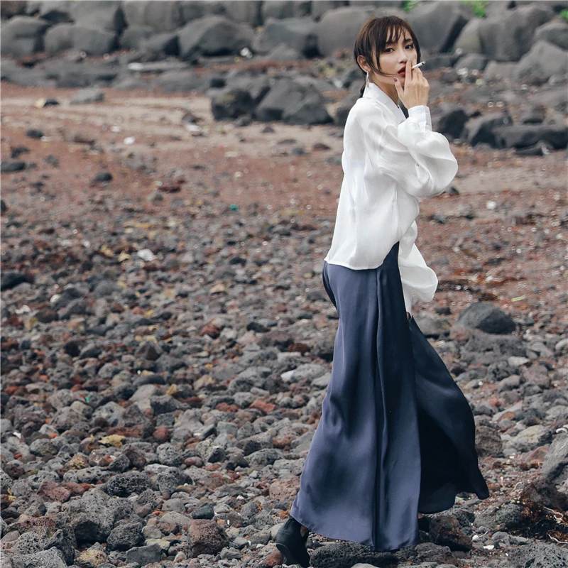 Брюки женские универсальные атласные шифоновые широкие брюки Женские