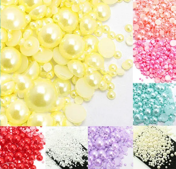 500pcs 2-10mm Mixed Yellow Half Round Pearl Beads FlatBack Scrapbook Craft Cabochon Kawaii DIY Embellishments Accessories | Дом и сад