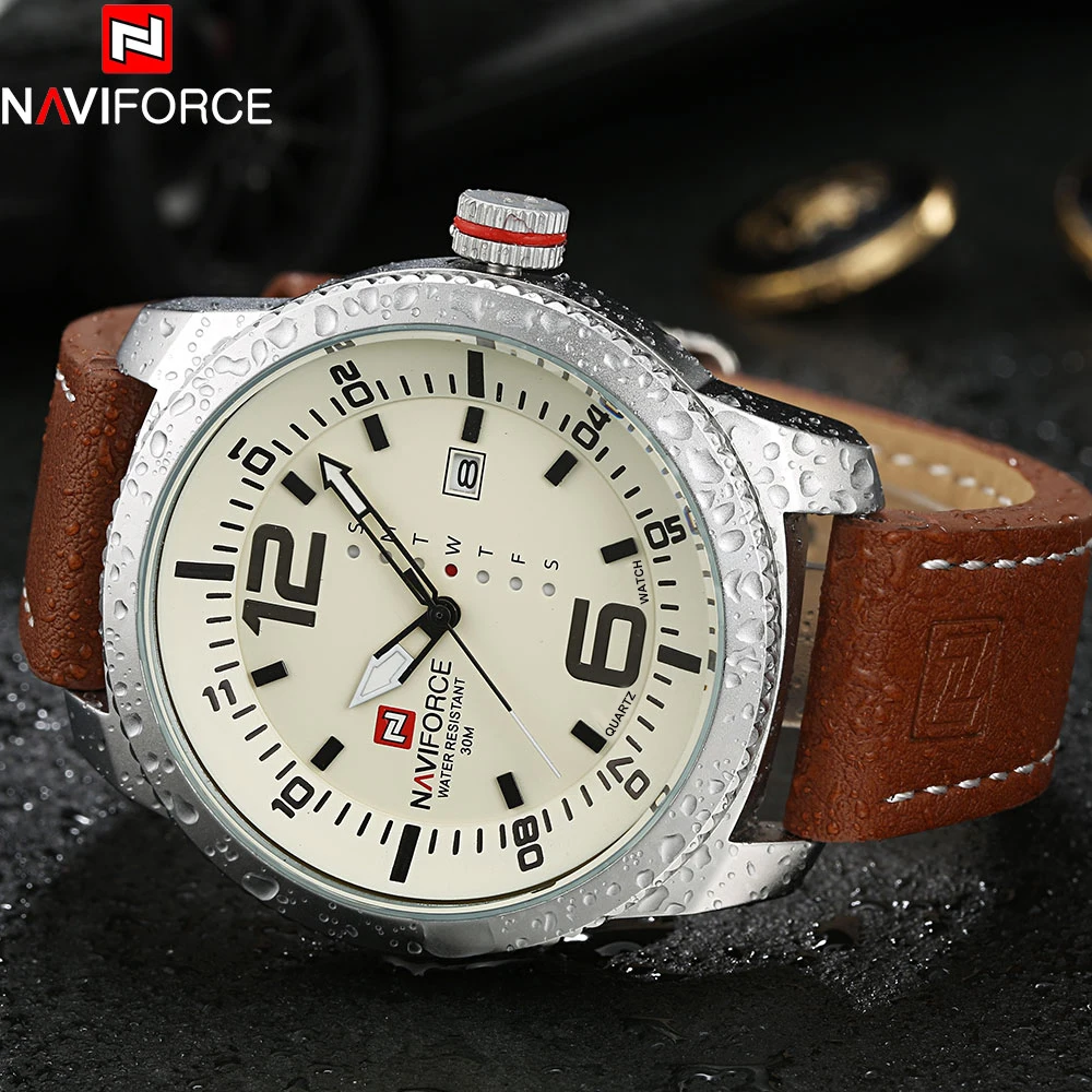 Часы NAVIFORCE мужские повседневные военные спортивные кожаные наручные|masculino|masculinos